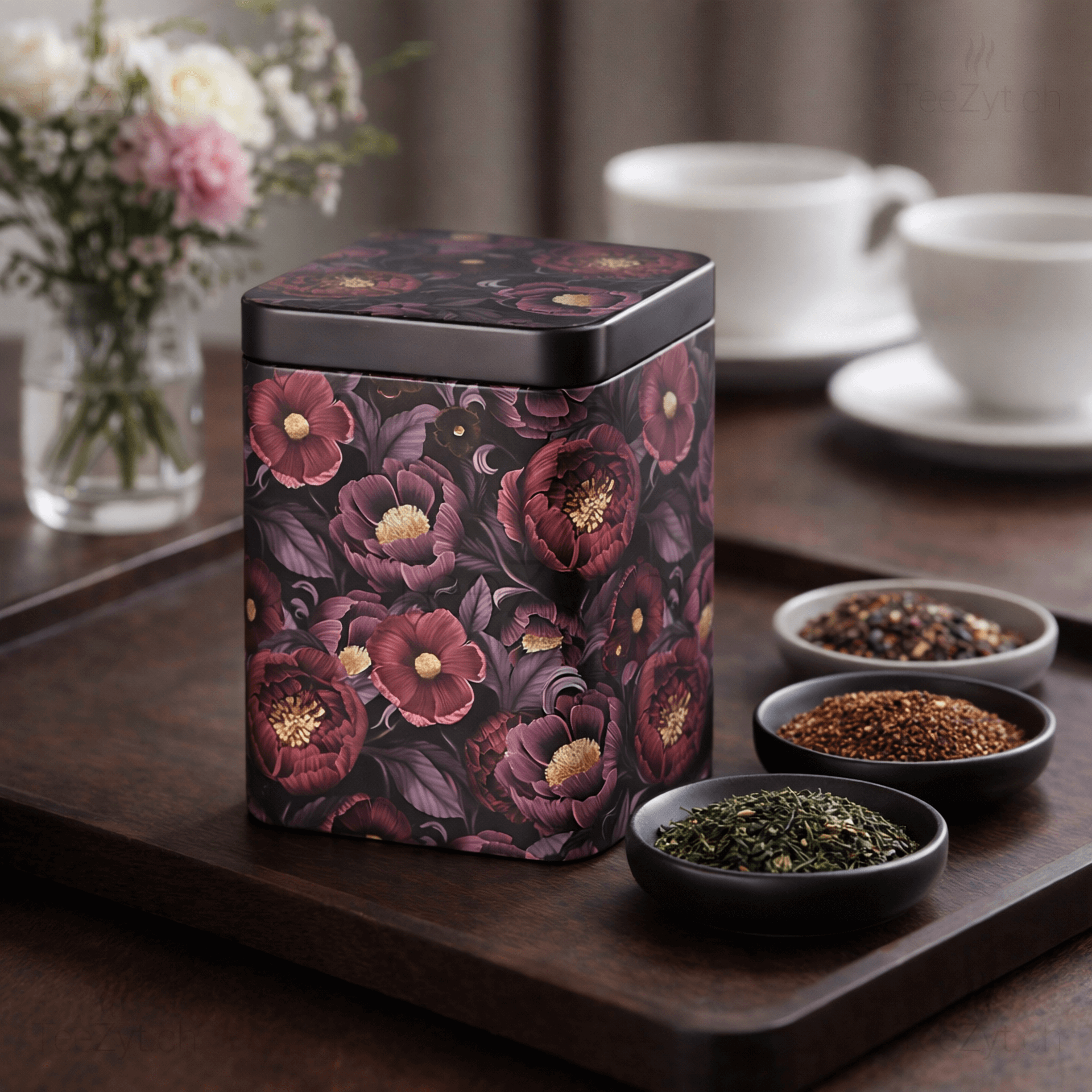 Ein Bild von Dose "Mystic Flower" - 100 g, in der Kategorie Teedosen