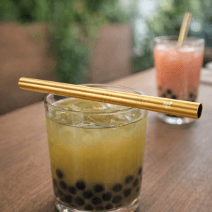 Ein Bild von Edelstahl Strohhalm für Bubble Tea - Gold, in der Kategorie Teezubehör