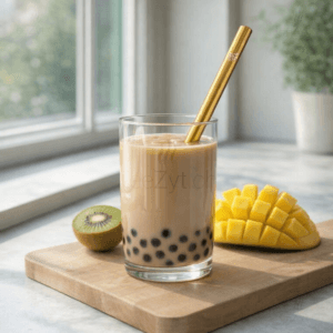 Ein Bild von Edelstahl Strohhalm für Bubble Tea - Gold, in der Kategorie Teezubehör