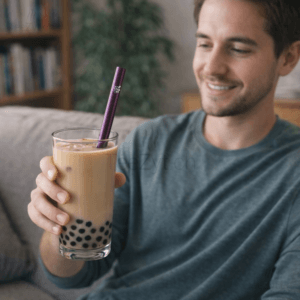 Ein Bild von Edelstahl Strohhalm für Bubble Tea - Purple, in der Kategorie Teezubehör