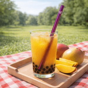 Ein Bild von Edelstahl Strohhalm für Bubble Tea - Purple, in der Kategorie Teezubehör