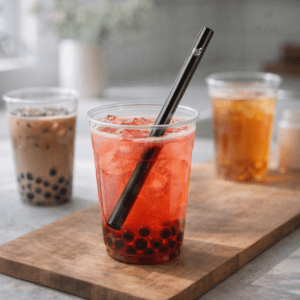 Ein Bild von Edelstahl Strohhalm für Bubble Tea - Schwarz, in der Kategorie Teezubehör