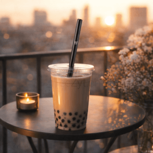Ein Bild von Edelstahl Strohhalm für Bubble Tea - Schwarz, in der Kategorie Teezubehör