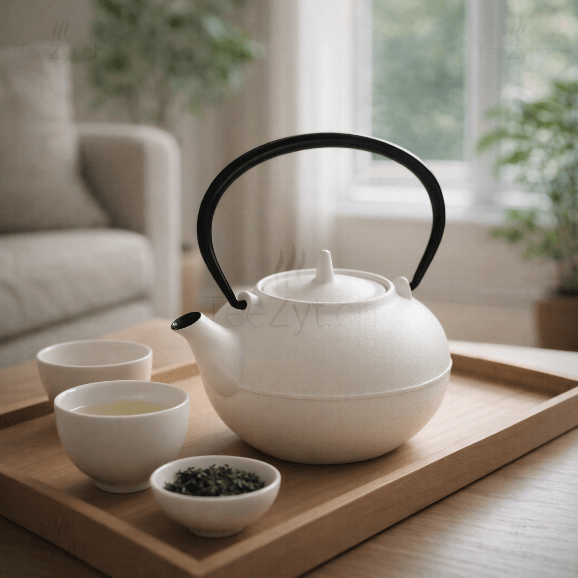 Ein Bild von Eisengusskanne Japan - Weiss (0.8 l), in der Kategorie Teekannen und Teesets Teekannen mit Sieb Kaufen Teekannen aus Gusseisen kaufen