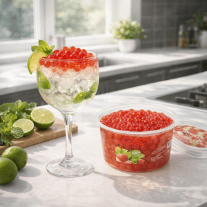Ein Bild von Erdbeer -Fruchtperlen für Bubble Tea - 450g, in der Kategorie Nahrungsmittel Popping Bobas