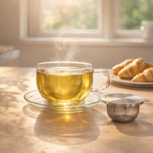 Ein Bild von Glas-Kräuterteetasse - Tea Time 0.3l, in der Kategorie Teetassen und Gläser