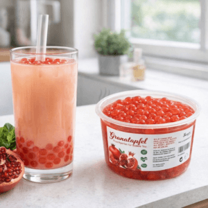 Ein Bild von Granatapfel-Fruchtperlen für Bubble Tea - 450g, in der Kategorie Nahrungsmittel Popping Bobas