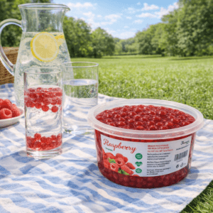 Ein Bild von Himbeer-Fruchtperlen für Bubble Tea - 450g, in der Kategorie Nahrungsmittel Popping Bobas