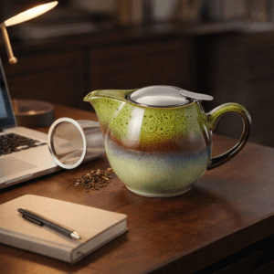 Ein Bild von Keramikkanne Saara mit Reactive Glaze - hellgrün, in der Kategorie Teekannen und Teesets Teekannen mit Sieb Kaufen