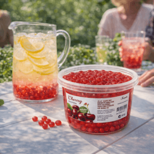 Ein Bild von Kirsch-Fruchtperlen für Bubble Tea - 450g, in der Kategorie Nahrungsmittel Popping Bobas