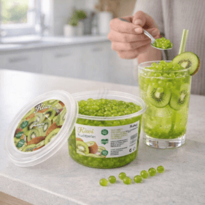 Ein Bild von Kiwi-Fruchtperlen für Bubble Tea - 450g, in der Kategorie Nahrungsmittel Popping Bobas