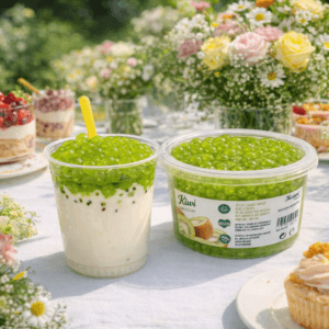 Ein Bild von Kiwi-Fruchtperlen für Bubble Tea - 450g, in der Kategorie Nahrungsmittel Popping Bobas