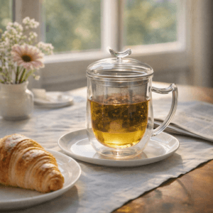 Ein Bild von Kräuterteetasse Glas 0.35l