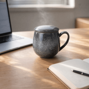 Ein Bild von Kräuterteetasse Saara mit Reactive Glaze- grau, in der Kategorie Teetassen und Gläser