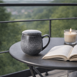 Ein Bild von Kräuterteetasse Saara mit Reactive Glaze- grau, in der Kategorie Teetassen und Gläser