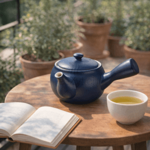 Ein Bild von Kyusu Kännchen Yono - blau - 0.4l, in der Kategorie Teekannen und Teesets Teekannen mit Sieb Kaufen