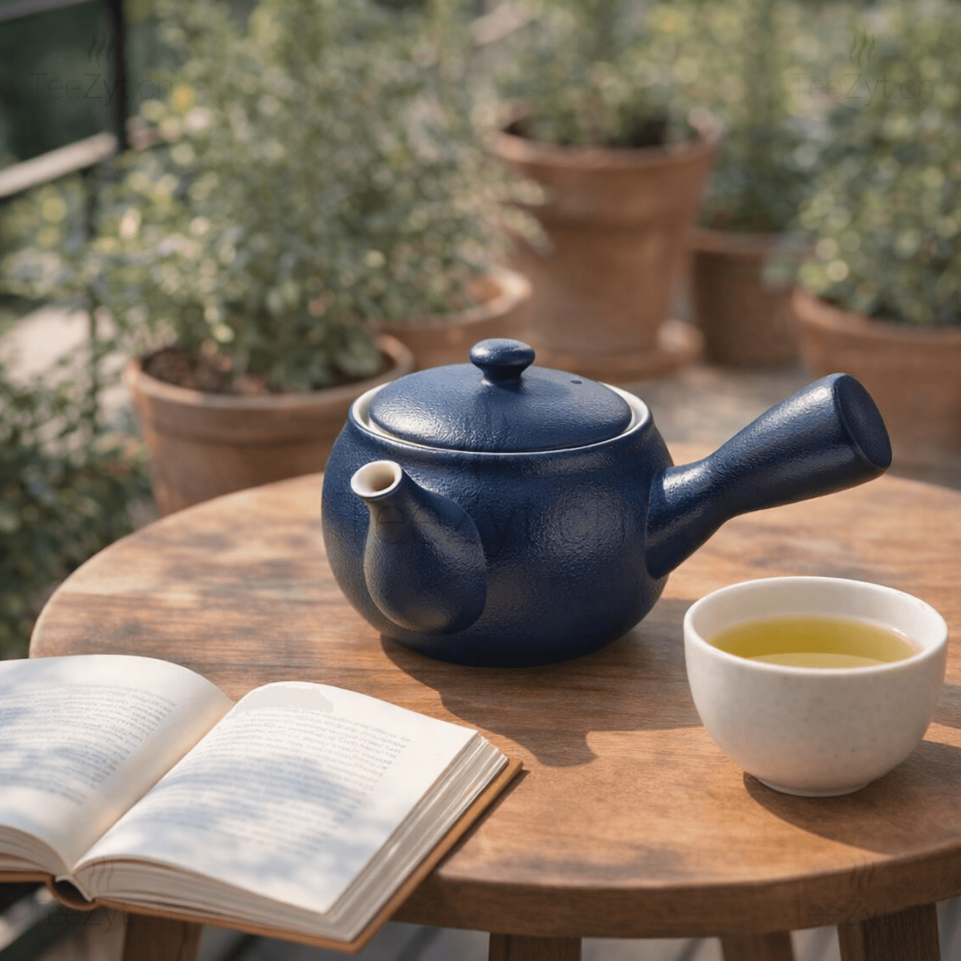 Ein Bild von Kyusu Kännchen Yono - blau - 0.4l, in der Kategorie Teekannen und Teesets Teekannen mit Sieb Kaufen