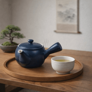 Ein Bild von Kyusu Kännchen Yono - blau - 0.4l, in der Kategorie Teekannen und Teesets Teekannen mit Sieb Kaufen