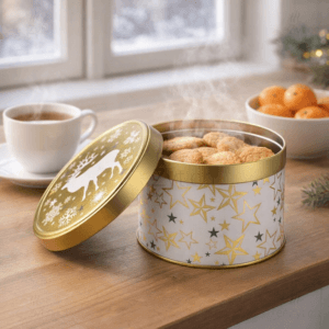 Ein Bild von Lebkuchendose - Elch - Gold, in der Kategorie Teedosen