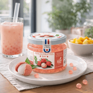 Ein Bild von Litchi-Fruchtperlen für Bubble Tea - 240g, in der Kategorie Nahrungsmittel Popping Bobas
