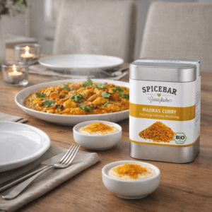 Ein Bild von Madras Curry - Bio - Dose a 85g, in der Kategorie Kräuter und Gewürze Curry