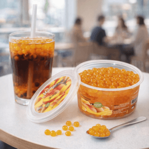 Ein Bild von Mango-Fruchtperlen für Bubble Tea - 450g, in der Kategorie Nahrungsmittel Popping Bobas