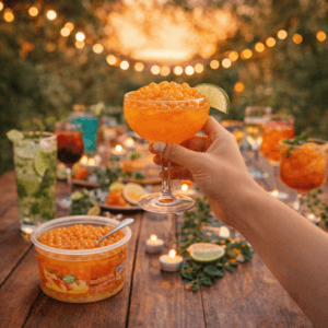 Ein Bild von Mango-Fruchtperlen für Bubble Tea - 450g, in der Kategorie Nahrungsmittel Popping Bobas