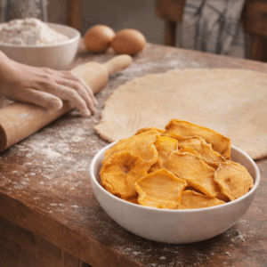 Ein Bild von Mango Scheiben Schnitze getrocknet - Bio, in der Kategorie Nahrungsmittel Getrocknete Früchte