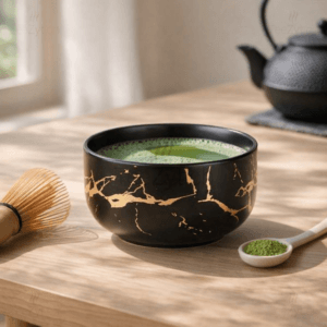 Ein Bild von Matcha Schale - Gold Schwarz, in der Kategorie Teezubehör Matcha Schalen