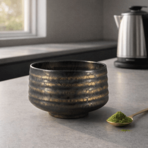 Ein Bild von Matcha Schale - Schwarz / Gold, in der Kategorie Teezubehör Matcha Schalen