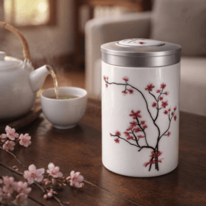 Ein Bild von Porzellandose rund - cherry blossom -, in der Kategorie Teedosen