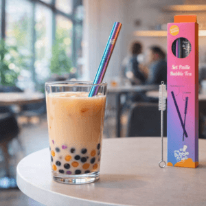 Ein Bild von Strohhalm für Bubble Tea inkl. Reinigungsbürste und Aufbewahrungstasche, in der Kategorie Teezubehör
