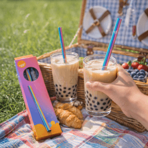 Ein Bild von Strohhalm für Bubble Tea inkl. Reinigungsbürste und Aufbewahrungstasche, in der Kategorie Teezubehör
