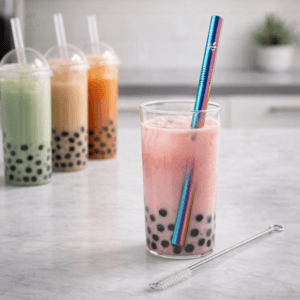 Ein Bild von Strohhalm für Bubble Tea inkl. Reinigungsbürste und Aufbewahrungstasche, in der Kategorie Teezubehör