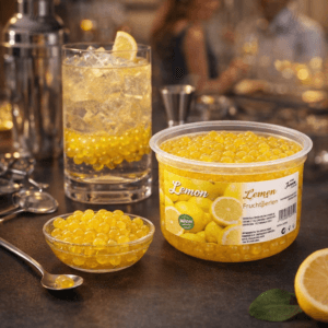 Ein Bild von Zitronen-Fruchtperlen für Bubble Tea - 450g, in der Kategorie Nahrungsmittel Popping Bobas