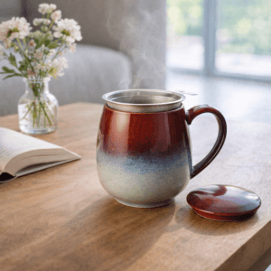 Ein Bild von Kräuterteetasse Saara mit Reactive Glaze- rot, in der Kategorie Teetassen und Gläser