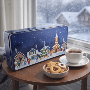 Ein Bild von Keksdose - X.mas Town - blau, in der Kategorie Teedosen