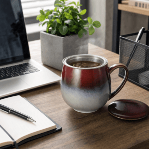 Ein Bild von Kräuterteetasse Saara mit Reactive Glaze- rot, in der Kategorie Teetassen und Gläser