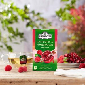 Ein Bild von Ahmad Tea - Raspberry & Pomegranate - 20 Teebeutel à 2g, in der Kategorie Grün Tee aromat. Tee im Teebeutel kaufen