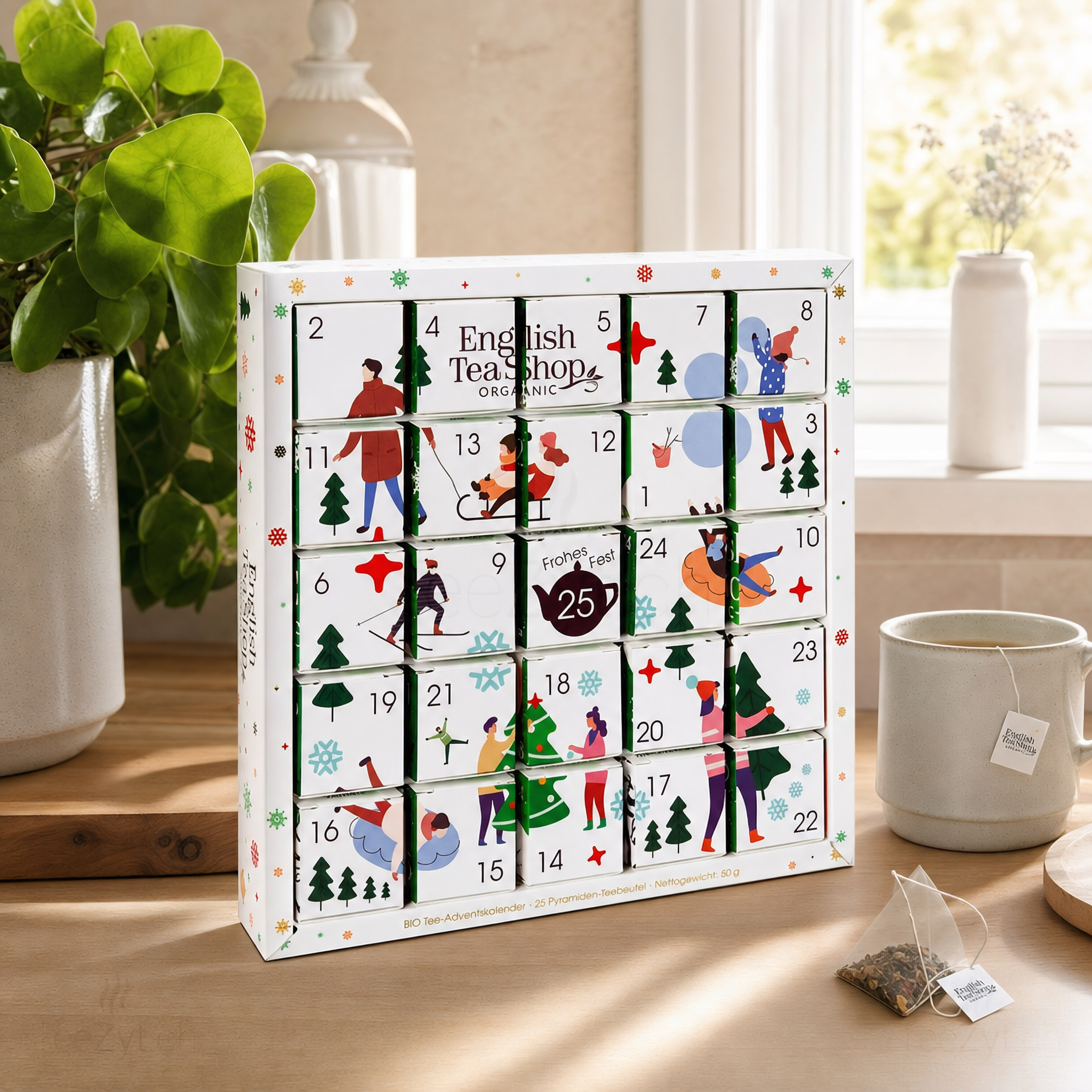 Ein Bild von Bio Tee-Adventskalender - Festliche Teevielfalt, in der Kategorie Tee diverse Tee Geschenk Tee Adventskalender